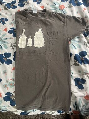 mewithoutYou small Graphic Brown Bottle Tee - "Refill With Life"